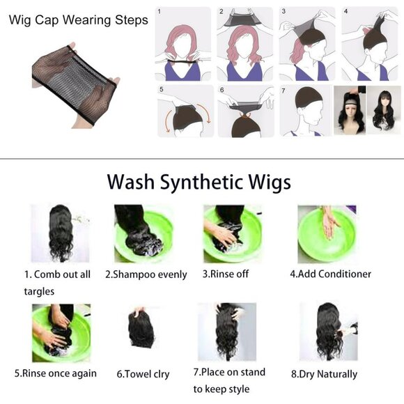 Akstore 28 inch Fashion Wigs Long Wavy Curly Hair Cosplay Wig & Wig Cap (Black) - Picture 3 of 5